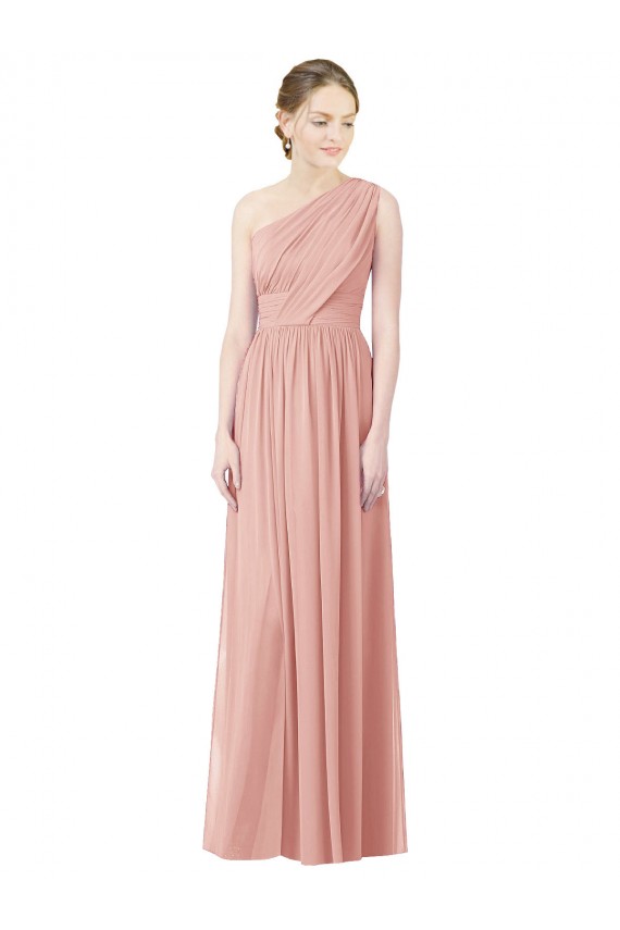 A-Linien Eine-Schulter Chiffon Lange Brautjungfernkleider Ausverkauf