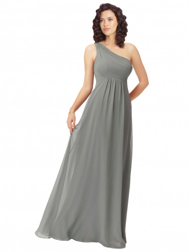 A-Linien Eine-Schulter Chiffon Lange Brautjungfernkleider Ausverkauf