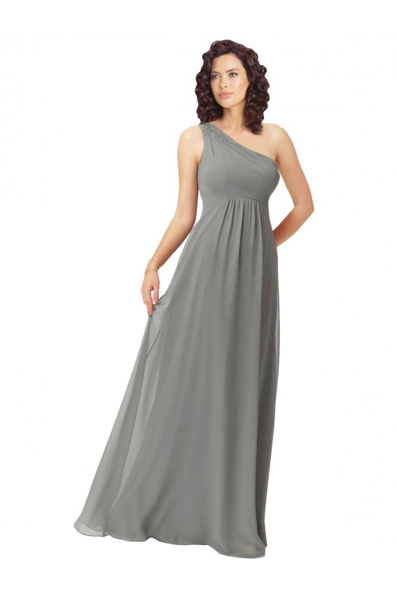 A-Linien Eine-Schulter Chiffon Lange Brautjungfernkleider Ausverkauf