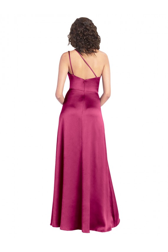 A-Linien Eine-Schulter Stretch-Satin Lange Formale Brautjungfernkleider / Abendkleider / Abiballkleider Ausverkauf