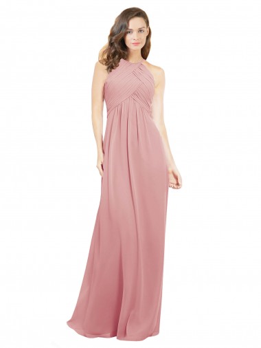 A-Linien Neckholder Chiffon Lange Brautjungfernkleider Ausverkauf