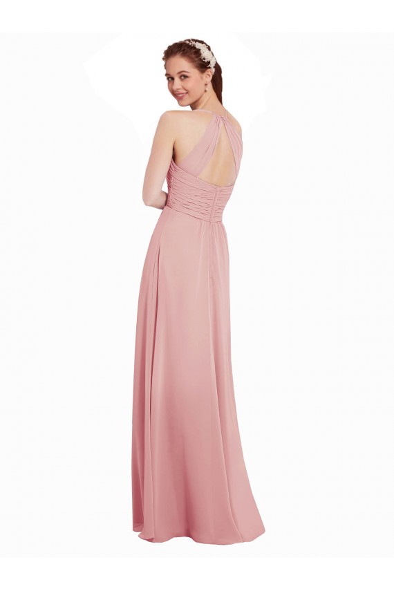 A-Linien Neckholder Chiffon Lange Brautjungfernkleider Ausverkauf