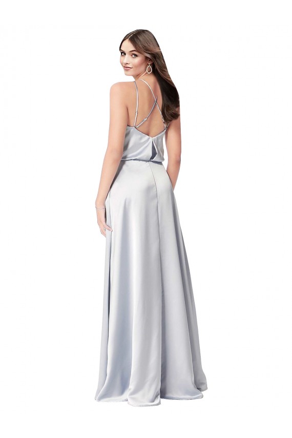 A-Linien Neckholder Seidiger Satin Lange Formale Brautjungfernkleider / Abendkleider Ausverkauf