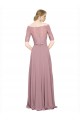 A-Linien Off-Schulter Chiffon Spitze Lange Brautjungfernkleider / Abiballkleider Ausverkauf