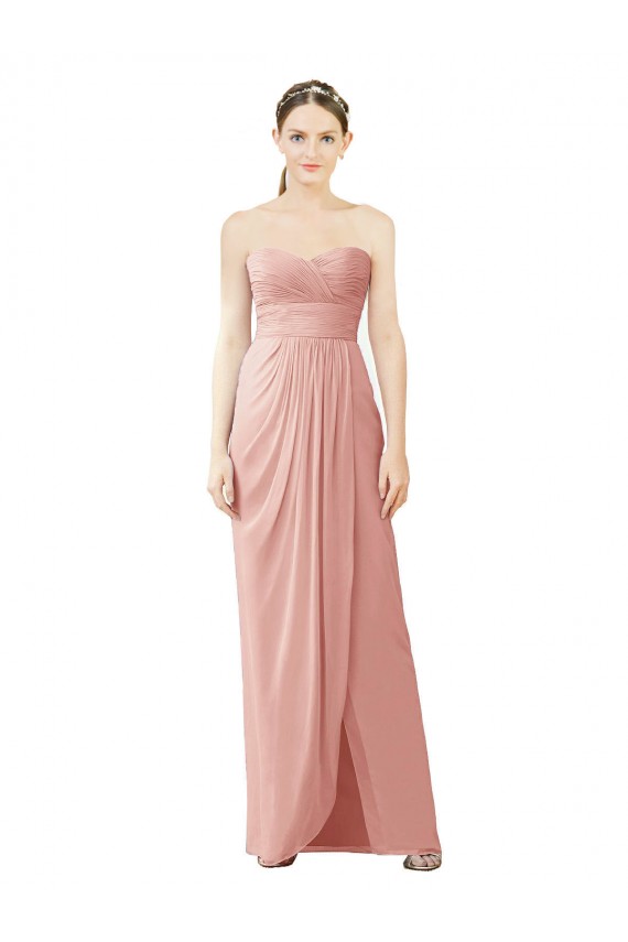 A-Linien Trägerlos Chiffon Lange Brautjungfernkleider Ausverkauf