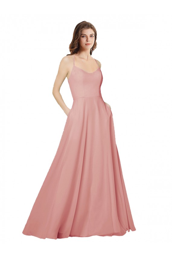 A-Linien Trägerlos Chiffon Lange Brautjungfernkleider Ausverkauf