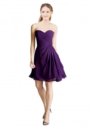 A-Linien Trägerlos Knielang Chiffon Kurze Brautjungfernkleider / Cocktailkleider / Heimkehr Kleider Ausverkauf