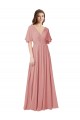 A-Linien V-Ausschnitt Chiffon Lange Brautjungfernkleider Ausverkauf