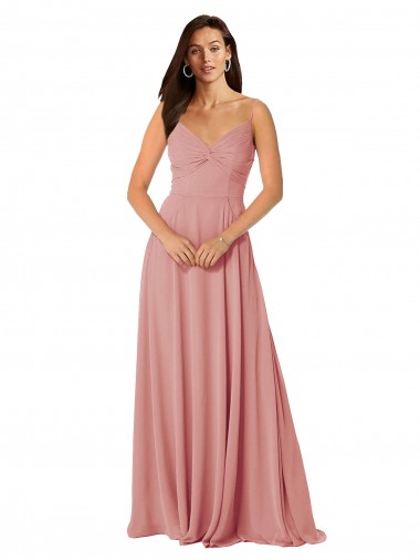 A-Linien V-Ausschnitt Chiffon Lange Brautjungfernkleider Ausverkauf