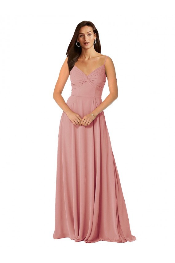 A-Linien V-Ausschnitt Chiffon Lange Brautjungfernkleider Ausverkauf