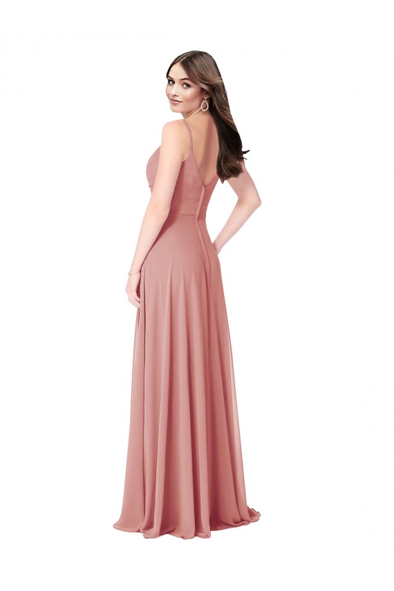 A-Linien V-Ausschnitt Chiffon Lange Brautjungfernkleider Ausverkauf