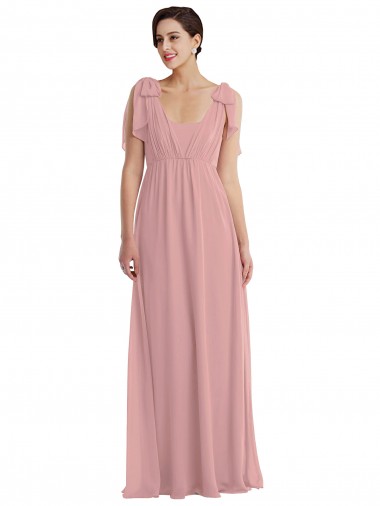 Altrosa A-Linien Neckholder Chiffon Lange Brautjungfernkleider Ausverkauf