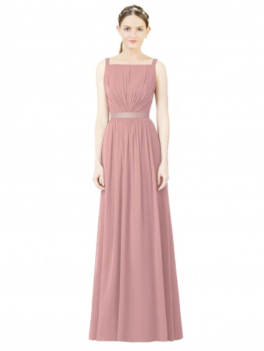 Altrosa A-Linien Stehkragen Ausschnitt Chiffon Lange Brautjungfernkleider Ausverkauf