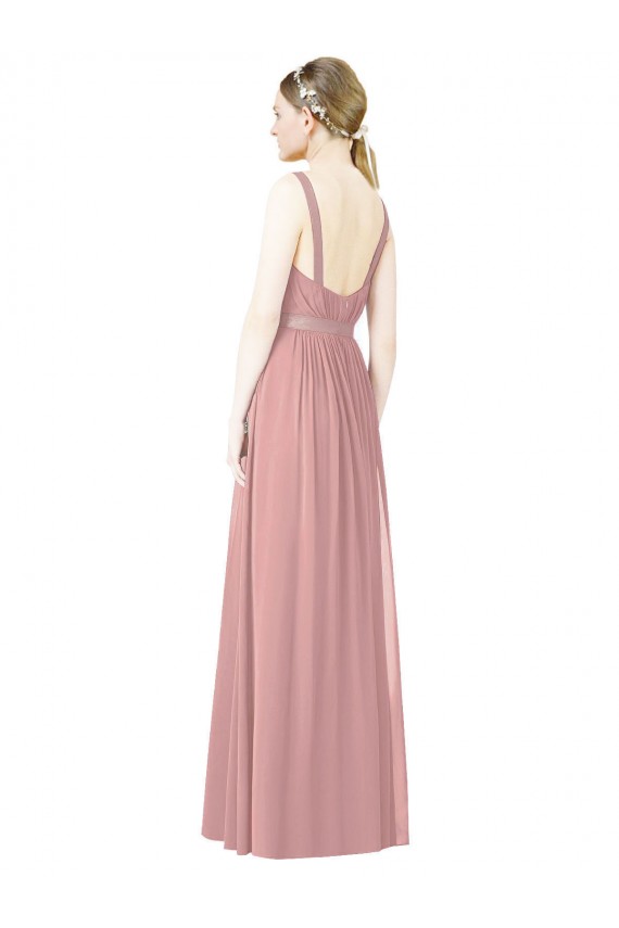 Altrosa A-Linien Stehkragen Ausschnitt Chiffon Lange Brautjungfernkleider Ausverkauf