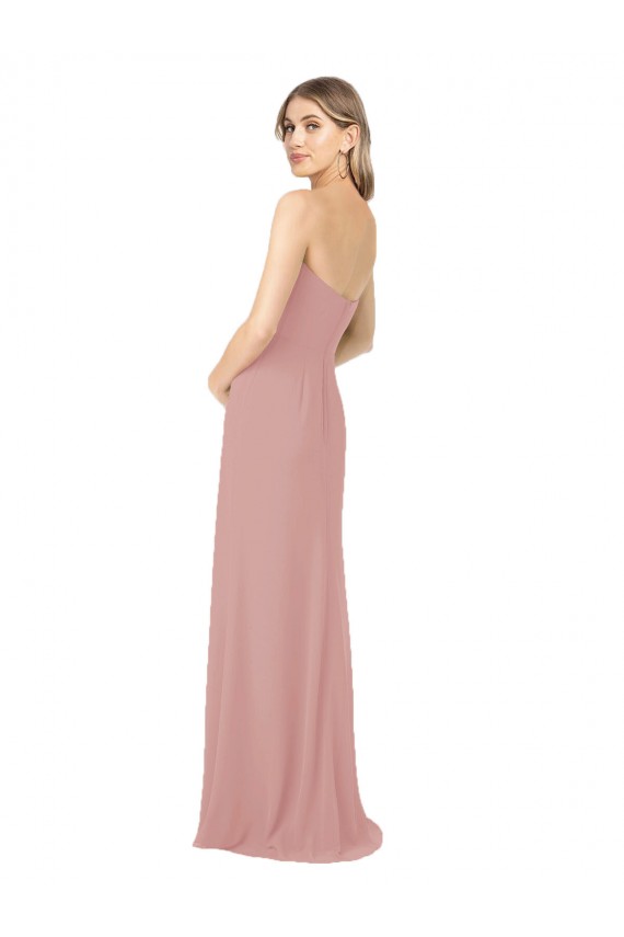 Altrosa Etui Trägerlos Chiffon Lange Brautjungfernkleider Ausverkauf