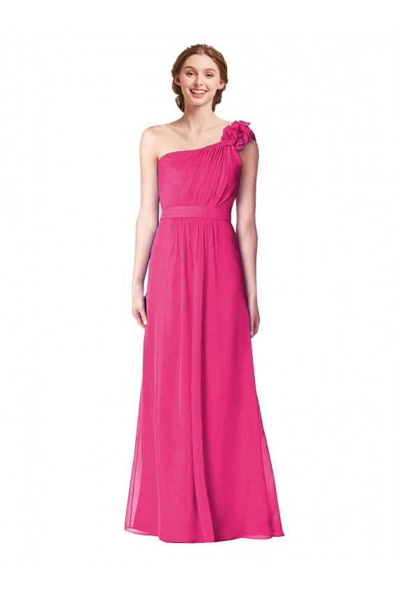Azalee A-Linien Eine-Schulter Chiffon Lange Brautjungfernkleider Ausverkauf
