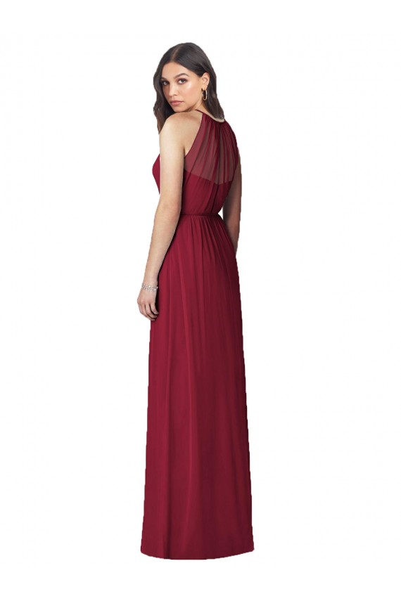 Burgunderrot Trompete Neckholder Chiffon Lange Brautjungfernkleider Ausverkauf