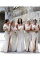 Champagner A-Linien V-Ausschnitt Chiffon Lange Brautjungfernkleider Ausverkauf