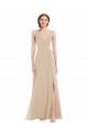 Champagner A-Linien V-Ausschnitt Chiffon Lange Brautjungfernkleider Ausverkauf