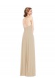 Champagner A-Linien V-Ausschnitt Chiffon Lange Brautjungfernkleider Ausverkauf