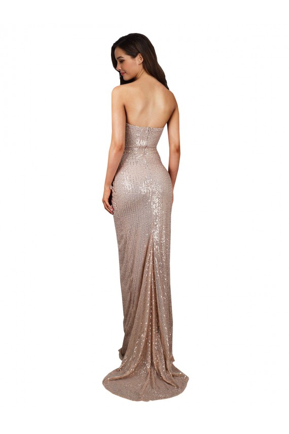 Champagner Meerjungfrau Scoop Paillette Lange Formale Brautjungfernkleider / Abendkleider / Abiballkleider Ausverkauf