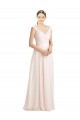 Creme Rosa A-Linien Chiffon Spitze Lange Brautjungfernkleider Ausverkauf