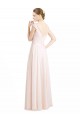Creme Rosa A-Linien Chiffon Spitze Lange Brautjungfernkleider Ausverkauf
