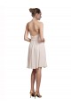Creme Rosa A-Linien Neckholder V-Ausschnitt Knielang Chiffon Kurze Brautjungfernkleider / Cocktailkleider / Heimkehr Kleider Ausverkauf