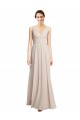 Creme Rosa A-Linien V-Ausschnitt Chiffon Lange Brautjungfernkleider Ausverkauf