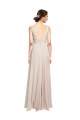 Creme Rosa A-Linien V-Ausschnitt Chiffon Lange Brautjungfernkleider Ausverkauf