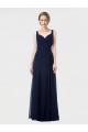 Dunkelmarine A-Linien Chiffon Lange Brautjungfernkleider Ausverkauf