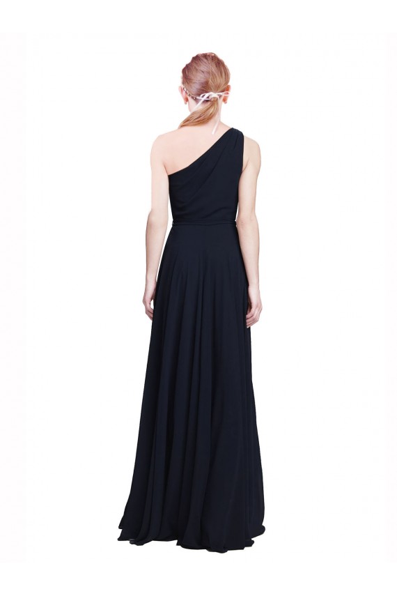 Dunkelmarine A-Linien Eine-Schulter Chiffon Lange Brautjungfernkleider Ausverkauf
