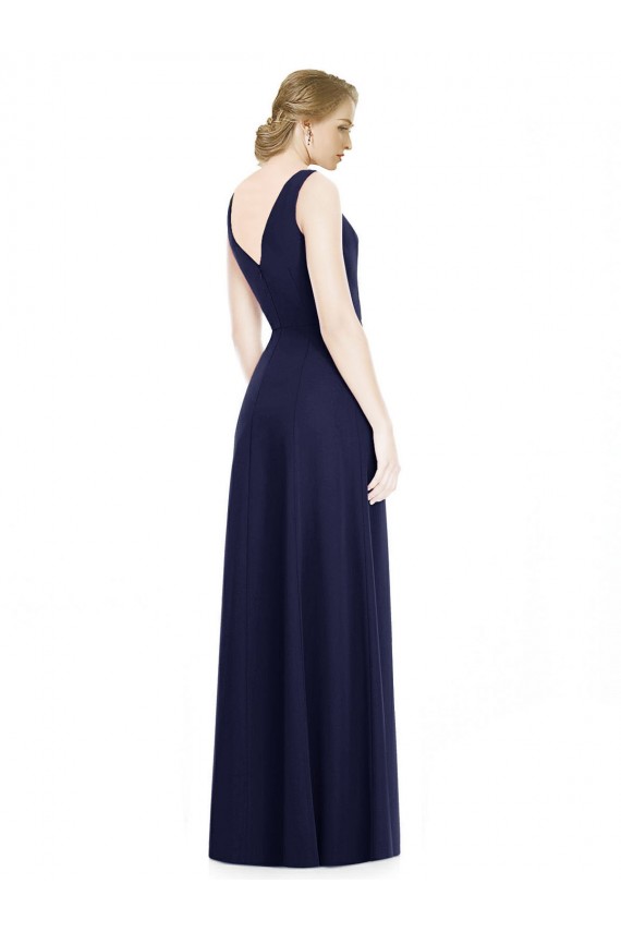 Dunkelmarine A-Linien Haube Ausschnitt Chiffon Lange Brautjungfernkleider Ausverkauf