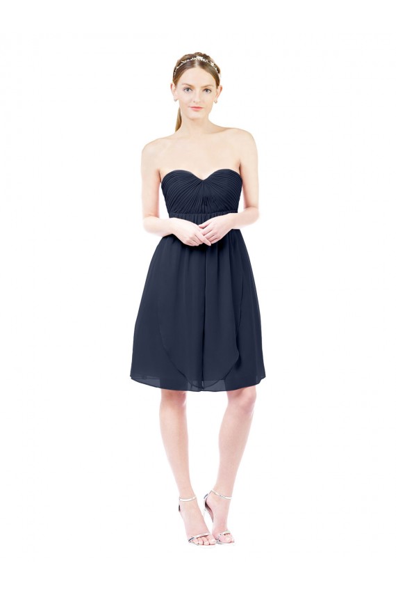 Dunkelmarine A-Linien Knielang Chiffon Kurze Brautjungfernkleider / Cocktailkleider / Heimkehr Kleider Ausverkauf