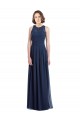 Dunkelmarine A-Linien Neckholder Chiffon Lange Brautjungfernkleider Ausverkauf
