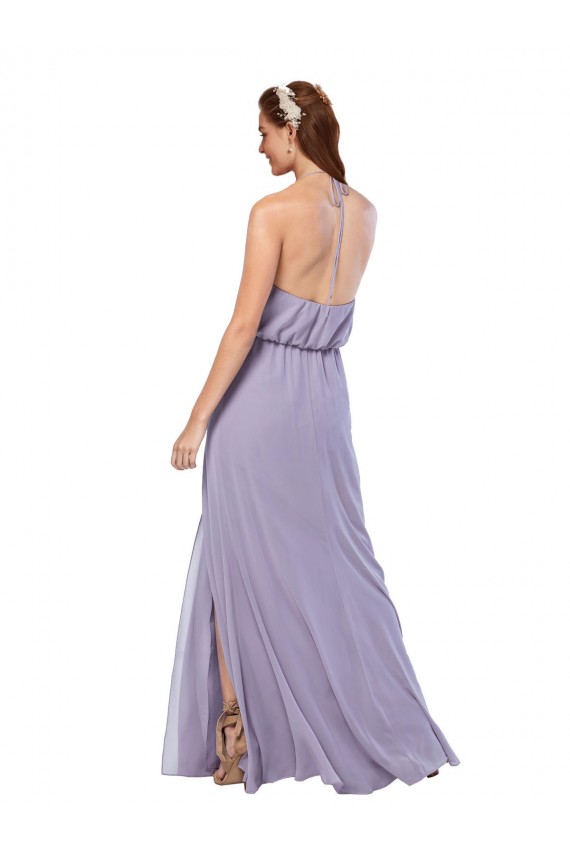 Dunkelmarine A-Linien Neckholder Chiffon Lange Brautjungfernkleider Ausverkauf