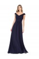 Dunkelmarine A-Linien Off-Schulter Chiffon Lange Brautjungfernkleider Ausverkauf