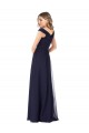 Dunkelmarine A-Linien Off-Schulter Chiffon Lange Brautjungfernkleider Ausverkauf