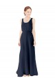 Dunkelmarine A-Linien Scoop Chiffon Lange Brautjungfernkleider Ausverkauf