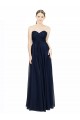 Dunkelmarine A-Linien Trägerlos Chiffon Lange Brautjungfernkleider Ausverkauf