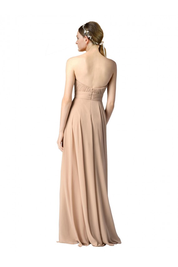 Dunkelmarine A-Linien Trägerlos Chiffon Lange Brautjungfernkleider Ausverkauf