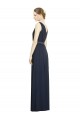 Dunkelmarine A-Linien V-Ausschnitt Chiffon Lange Brautjungfernkleider Ausverkauf