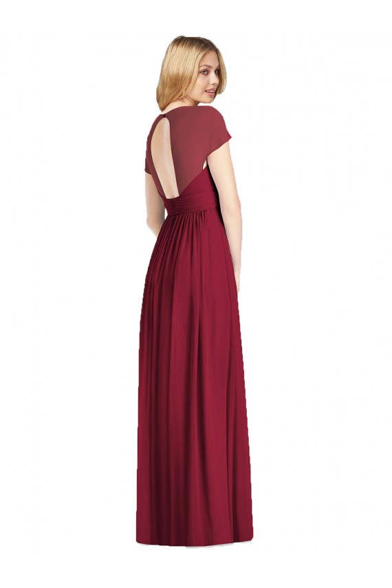 Dunkelmarine Trompete V-Ausschnitt Chiffon Lange Brautjungfernkleider Ausverkauf