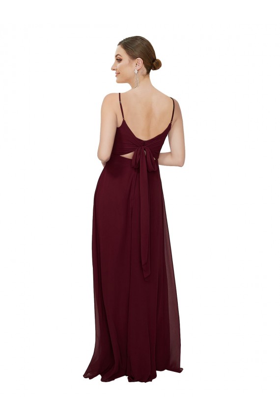 Dunkler Burgunder A-Linien Scoop Chiffon Lange Brautjungfernkleider Ausverkauf