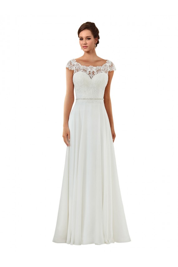 Elfenbein A-Linien Kapelle-schleppe Chiffon Klassisch Brautkleider Ausverkauf