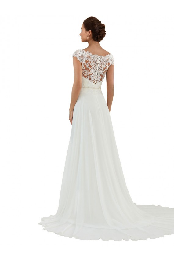 Elfenbein A-Linien Kapelle-schleppe Chiffon Klassisch Brautkleider Ausverkauf