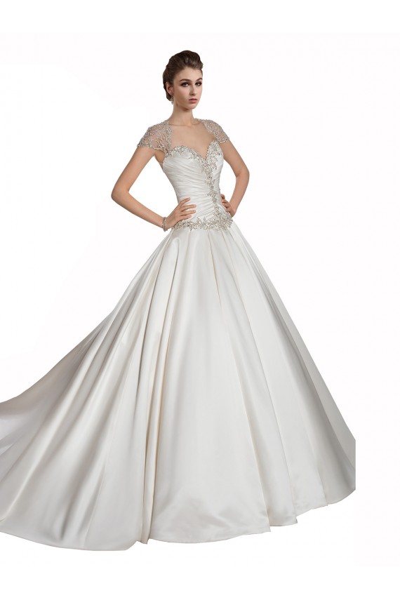 Elfenbein A-Linien Kapelle-schleppe Satin Brautkleider Ausverkauf