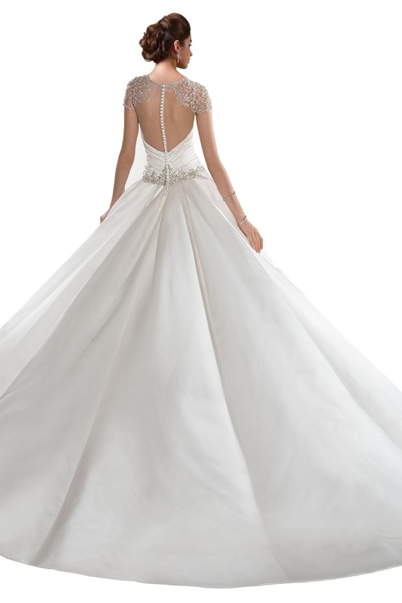 Elfenbein A-Linien Kapelle-schleppe Satin Brautkleider Ausverkauf