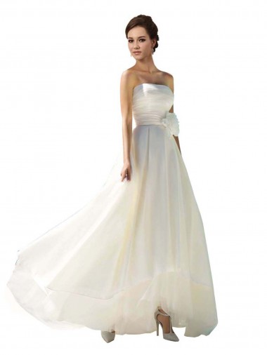 Elfenbein A-Linien Trägerlos Chiffon Brautkleider Ausverkauf