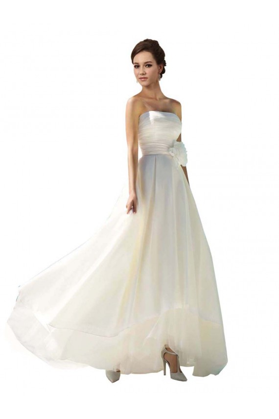 Elfenbein A-Linien Trägerlos Chiffon Brautkleider Ausverkauf